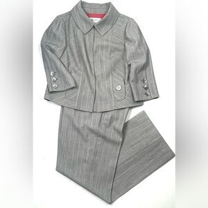 W Worth Wool Pin  Striped Pantsuit